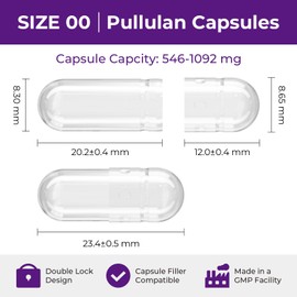 ATLEMISME Pullulan Empty Capsules Size 00 - Vegan Capsules Empty (100 Count) Empty Capsules DIY Vegetable Capsule Filling - Veggie Capsules Empty Caps with 2 Micro Lab Spoons for Capsule Filling