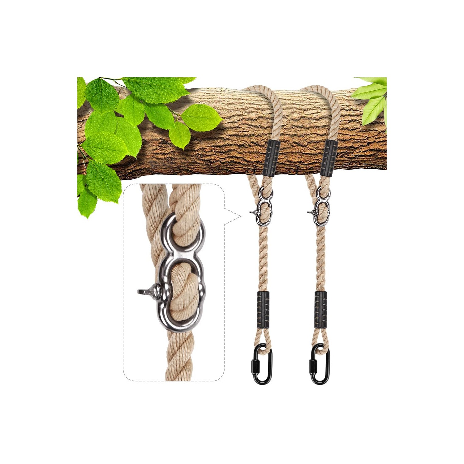 BeneLabel Pack of 2 Swing Attachment Straps, 1 m Hammock Swing Ropes ...