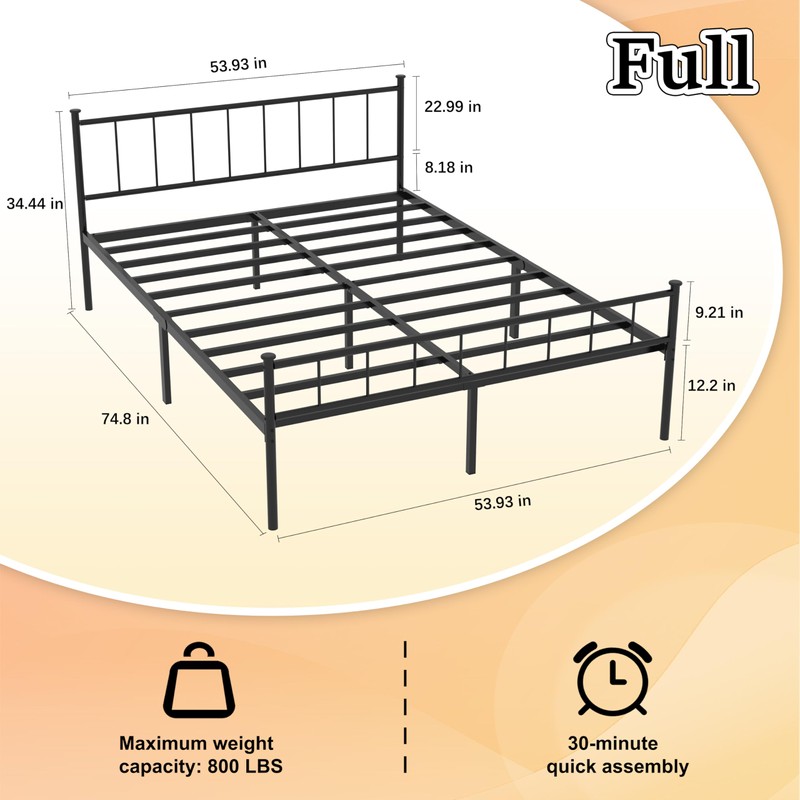 LUBEDCY Queen Metal Platform Bed Frame, Victorian Vintage Style, Wrought
