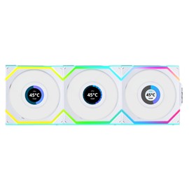 Lian Li UNI Fan SL - LCD Wireless 120 - Triple Pack (Reverse Blade) - ARGB Fan - 1.6" LCD Display - 2.4 GHz Wireless Controller Included and Required for use. - White (12RSLLCD1W3W)
