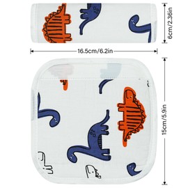 CUXFLS Baby Strap Cover for Children, 2 Pcs Infant Car Seat Belt Cover Pad, Neck Pad Protector for Kids Newborn Toddlers (Navy Dinosaur)