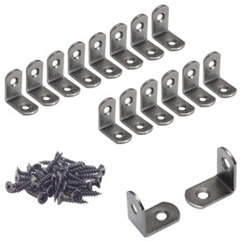 SDTWZW L Bracket 1" Corner Brace 90 Degree Right Angle Metal Support Fastener for Wood Shelves Furniture Desk Cabinet Chair Drawer, Pack of 16, Black Tone Gun Metal