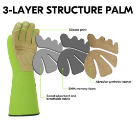 Vgo... Gardening Gloves Women Long Sleeves in Leather, Long Work Gloves Gauntlet Thorn Proof for Yard Garden Agriculture