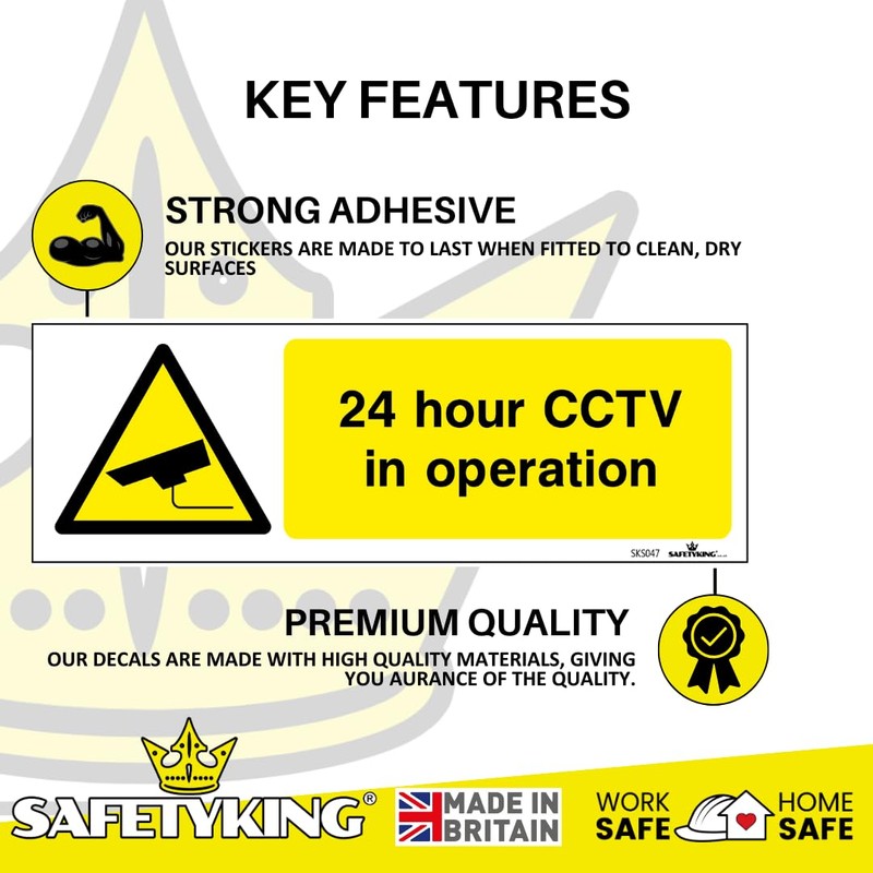 SAFETYKING® 4 PCS CCTV STICKER (HORIZONTAL) CCTV Sign Security Sticker