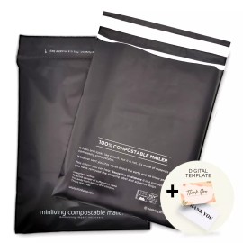minliving 100% Compostable Biodegradable Mailers | Reusable Poly Bags | Zero-Waste Doub...