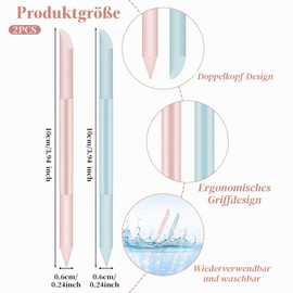 Giantree Cuticle Pusher Manicure Sticks, Pack of 2 Glass Double-Sided Cuticle Trimmer, Professional Precision File, Skin Pusher, Cuticle Remover, Manicure Stick (Blue + Pink)