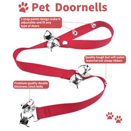 JIMEJV 2 Pack Dog Doorbells, Pet Training Bells for Go Outside Potty Training and Communication Device Large Loud Dog Bell Cat Puppy Interactive Toys Adjustable Strap Door Bell (Red)