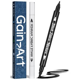 Fabric Marker for Clothes 2PCS, Wash-Resistant, No Bleed, Quick Dry Professional Dual Tip Pen, Permanent Paint for Clothing, Canvas Cover Stains, DIY Art Crafting White &Black