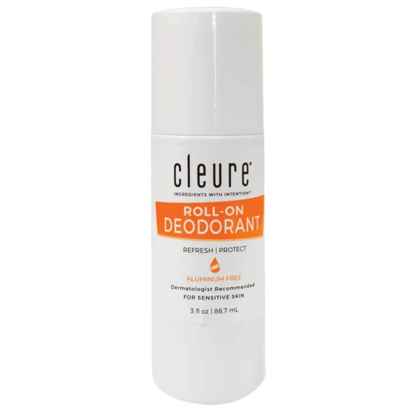 Cleure Roll-on Natural Deodorant For Sensitive Skin - Aluminum Free, Baking Soda Free & 24 Hour Odor Control - Fragrance Free (3 oz)