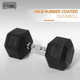 Fitvids Hex Dumbbells Rubber Coated Hand Weights for Exercises and Fitness, Single