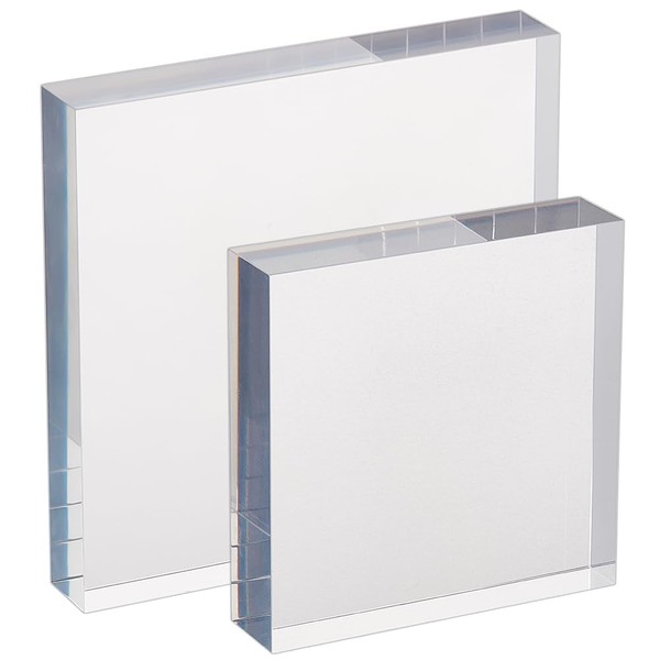 OLYCRAFT 2pcs Acrylic Cube Display Block 4 Inch 6 Inch