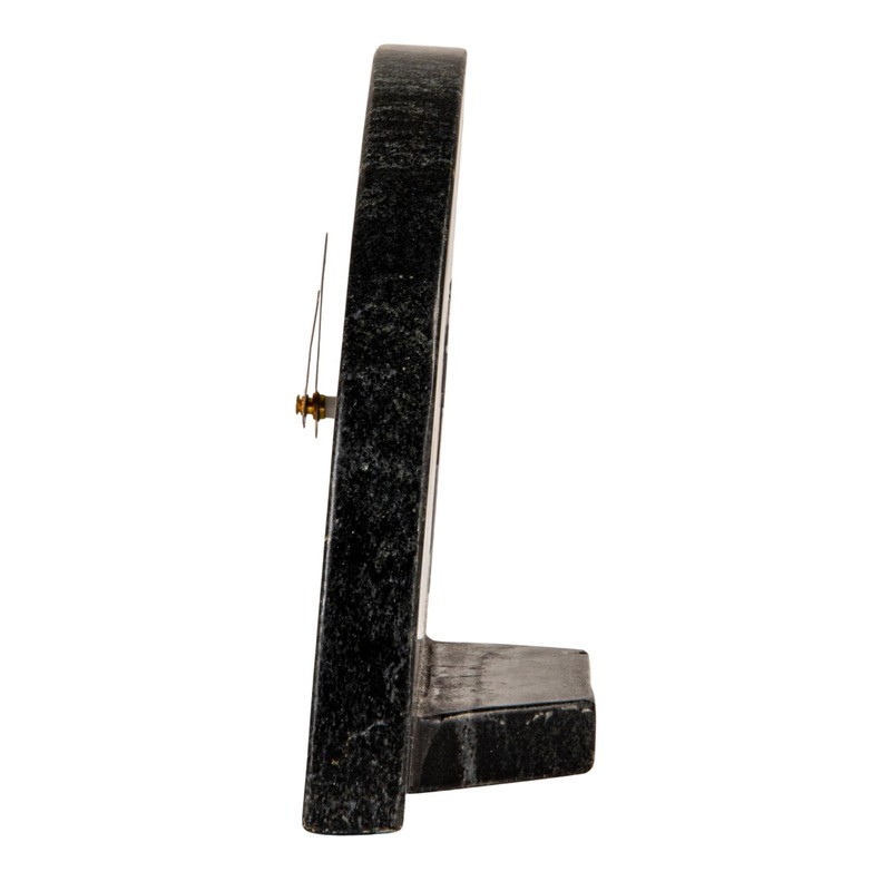 Bloomingville Decorative Half Moon Marble Mantel Clock, Black and Gold