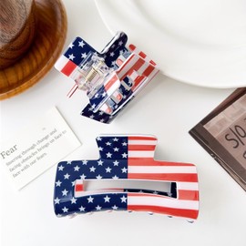 Red White Blue Patriotic Hair Claw Clip for, 4th of July Hair Claw Clip Patriotic Independence Day Accessory American Flag Hair Clip Patriotic Hair Accessory for Women Clips and Barrettes
