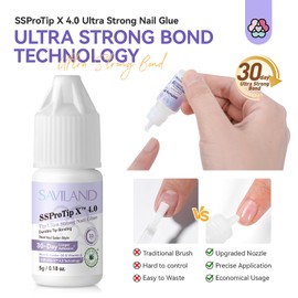 SAVILAND Strong Nail Glue for Acrylic Nails Press On Nails: Extra Strength Nail Glue 5 g Long Lasting Nail Glue with Castor Oil Vitamin E Strong Hold Nail Tip Glue Fake Nail Tips No Cure