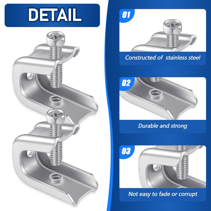 Hicarer 50 Pcs 1/4" x 20 Beam Clamp Steel Screw