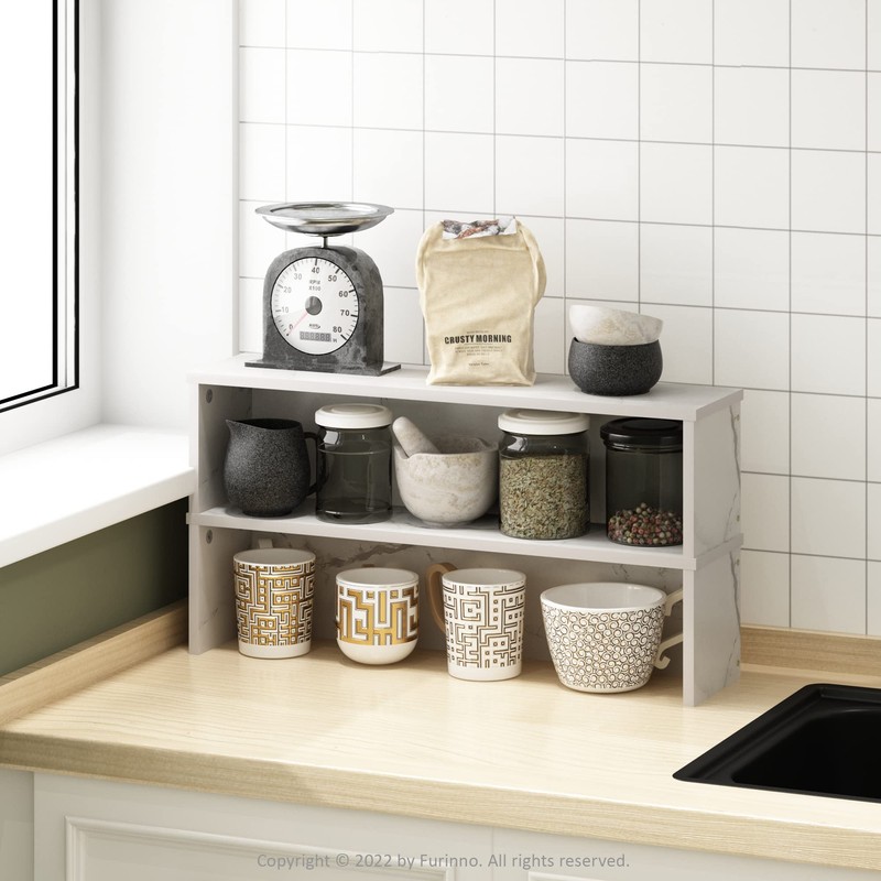 Furinno Helena Kitchen Counter Stackable Organizer Shelf, Set of 2,