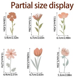 12 Sheets / 72 Pcs Flower Wall Decals Boho Wall Stickers Flowers Home Wall Decor Living Room Peel and Stick Aesthetic Murals Wildflower Wall Decal for Bedroom Boho Vinyl Kitchen Wall Murals