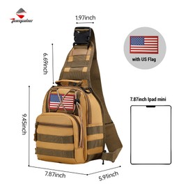 JUMAHE Small Tactical Sling Bag for Men, Military Tactical Backpack for Outdoor Every Day Carry 10L (Khaki)