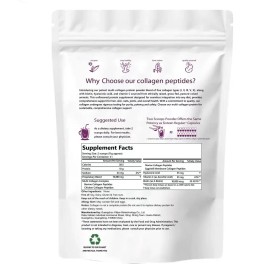 Multi Collagen Peptides Powder 1 lb Hydrolyzed Protein Peptide Type I,II,III,V,X