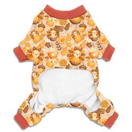 Thanksgiving Turkey Dog Costume Pajama, Holiday Soft Pet Clothes with Sleeves for Small Puppies Cats (Floral, Large)