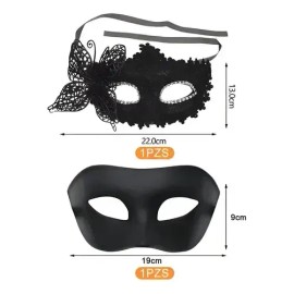 Antifaz Fiesta Másca Halloween Pareja Carnaval Cosplay Negra Negro