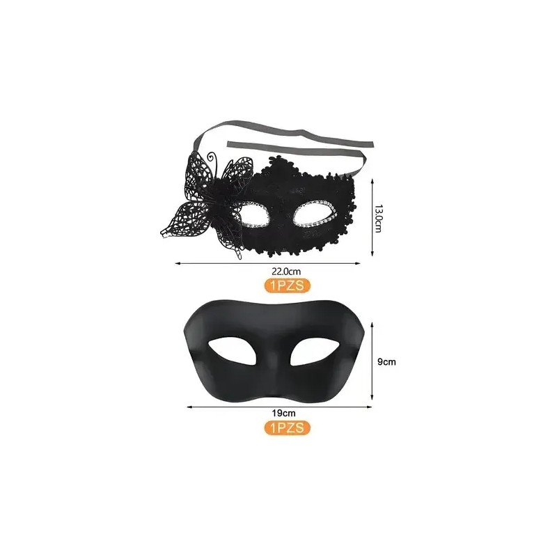 Antifaz Fiesta Másca Halloween Pareja Carnaval Cosplay Negra Negro