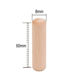 TERF® 200 Pcs Wooden Dowel Pins 8mm X 50mm Wood Dowels Solid Hard Wood Dried Fluted Beveled Hardwood Rods Furniture for Professional Carpenters DIY and Craft Projects
