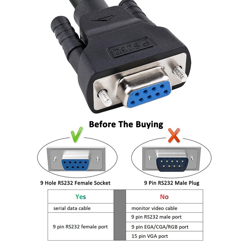 DTECH 1.5 ft Straight Through Serial DB9 Cable Female to