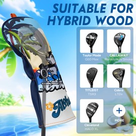 LZFAN Golf Club Head Cover Golf Head Cover Driver Headcover Fairway Wood Headcover Hybrid Club Head Cover AIOHA Blue