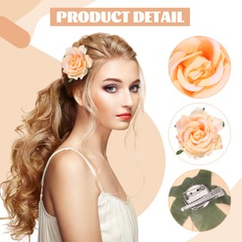 Artifical Red Rose Flower Hairpin for Women, Fascinator Artificial Brooch Hairpins for Bridal Bridesmaid Girls, Rose Red Hair Accessories for Christmas, Wedding (Colorful yellow)