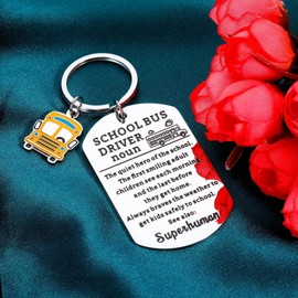 Gifts for School Bus Driver Appreciation Gifts for Men Women Keychain Thank You Gifts for School Bus Driver Day Gift Birthday Graduation Christmas Thanksgiving Retirement Valentines Day Leaving Gift
