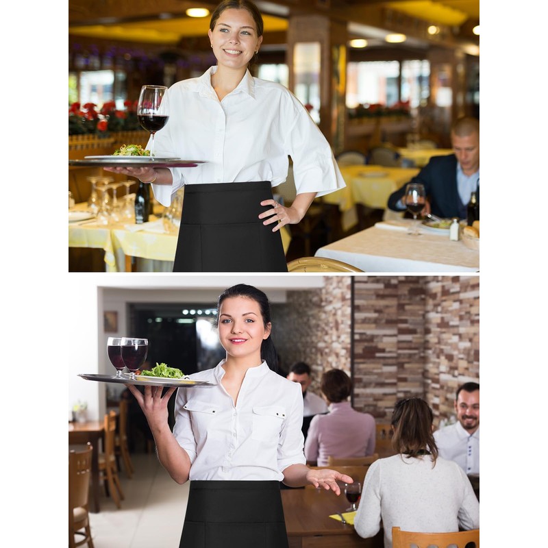 Server Aprons,Waterproof Waitress Aprons bulk Heavy Duty Kitchen Aprons with