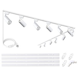 Bravsekai Ultra-Bright H Type Track Lighting Kit with 13.1 FT Track Rails, 12 Heads 6000K Cool White 20W 2400lm, Dimmable Plug in LED Track Lights Modern Indoor Spotlight Fixture