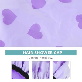 Beaupretty Gorro de Ducha para Mujer Doble Capa de Satén y Eva, Diseño Delicado Púrpura, Ligero y Protege el Peinado Baño