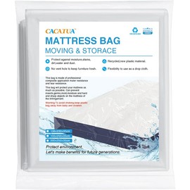 CACATUA Mattress Bag, Queen Clear Plastic Mattress Cover for Moving and Storage, Waterproof Mattress Protector