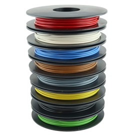 Xenterio YV Switch Wire Assortment, Conductor Diameter 0.5 mm, Tin-Plated Copper, 8 x 25 m Spools (Red, Black, Blue, Green, White, Purple, Brown, Yellow)