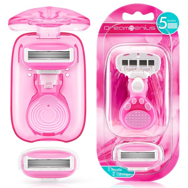 Travel Razors for Women Include 1 Handle and 2 Cartridges,