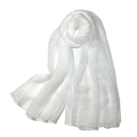 Shanlin Mulberry Silk Long Scarves in Gift Box (65”x39.5) Solid White