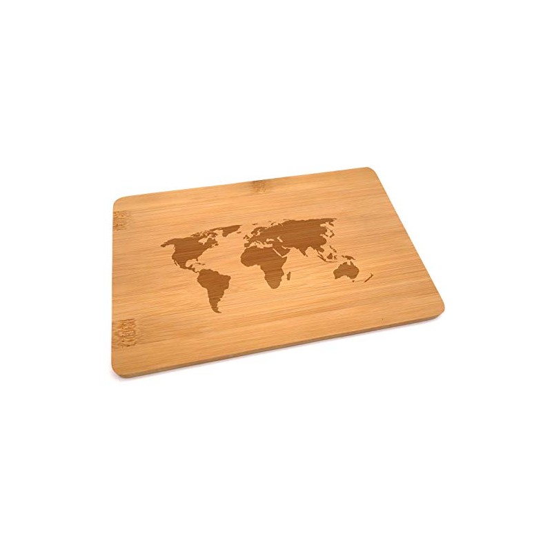 Samunshi® Wooden Board with Engraving World Map Bamboo Board Chopping