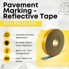 ifloortape DuraMark Yellow Outdoor Pavement Marking Tape, Flexible Polymer Rubber Base for Asphalt & Concrete Surfaces (2 Inch x 150 Feet)