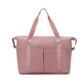 Foldable Travel Duffel Bag for Women, Waterproof Gym Tote Bag Sports Weekender Bag, Expandable Lightweight Carry On Tote Bags for Travel Sport (Pink)