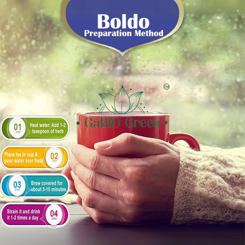 Boldo Dried Leaves, whole Boldo Leaf, 100% Natural Detox, 1/2