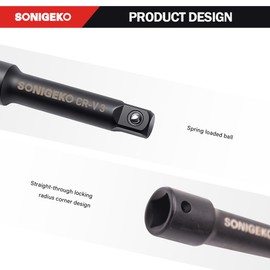 SONIGEKO Impact Drive Extension Bar Set,9pcs Impact Drive Extension Set with 3/8"Bar Set,Adapter and Universal Joints (9Pcs)