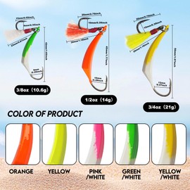 Eupheng 5PCS Pompano Jigs with Teaser Hooks, Surf Fishing Jig Heads Saltwater, Banana Shape Stand Up Casting Jig for Pompano Striper Redfish Flounder