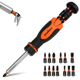 Multi 14-in-1 Magnetic Adjustable Screwdriver: Mini Hand Screwdrivers Set with 13 S2-Steel Bits，Multi Screwdriver All in One with 12 Bits Housed in The Handle