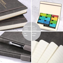 Diary 2025 - Diary 2025 A5 Week to View from January 2025 to December 2025, 14.6 X 21 cm, Mothly and Weekly Planner with Pen Holder, Inner Pocket and 40 Notes Pages, A5 Size, Grey