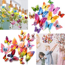 24PCS 3D Butterfly Wall Stickers - Multicolor Removable and Reusable Decor with Magnets and Gum, Perfect for Party Decorations, Home and Event Styling
