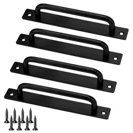 Thatyro 4 Pack Barn Door Handles Black, 6.3" Hole Center Gate Handle Heavy Duty, Aluminium Alloy Sliding Door Pull for Kitchen Cabinet Garage Shed Drawer Hardware Replacement (7.0"/180 MM)