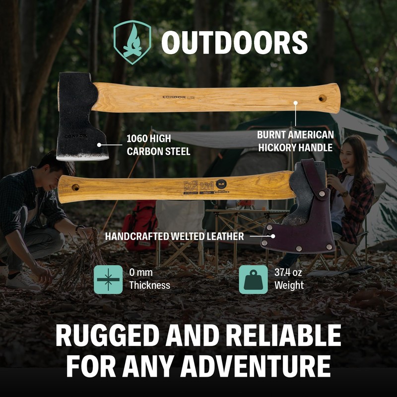 Condor Tool & Knife Woodworker Axe 1.5 Lb W/Leather Sheath
