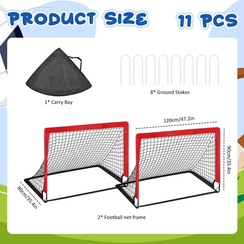 2 Set 4x3ft Soccer Goals for Backyard, Portable Foldable Pop